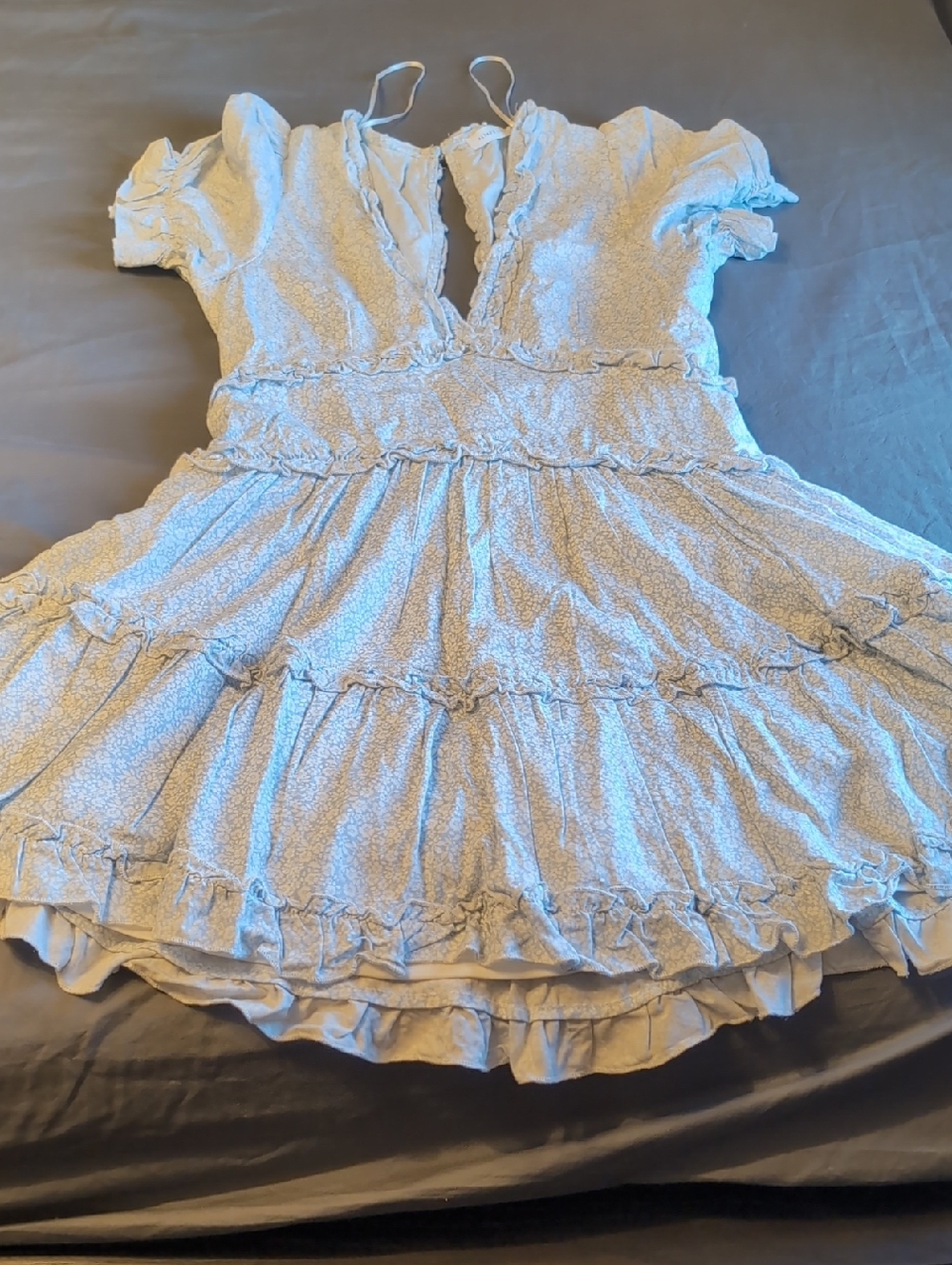 Altar'd State Light Blue Tiered Ruffle Dress
